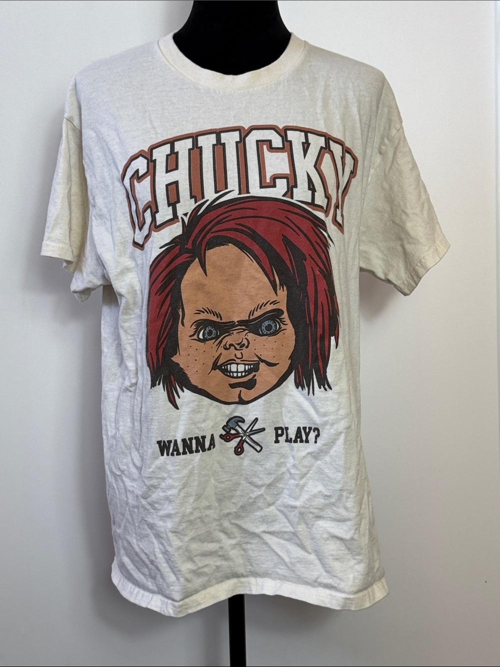 FREEZE CHUCKY Manufactured By Freeze Graphic Tee in White with Red Accent